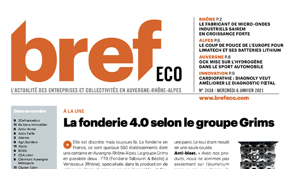 Le Groupe GRIMS est fier de paraître dans l’article de BREF ECO « La fonderie 4.0 selon le groupe GRIMS »